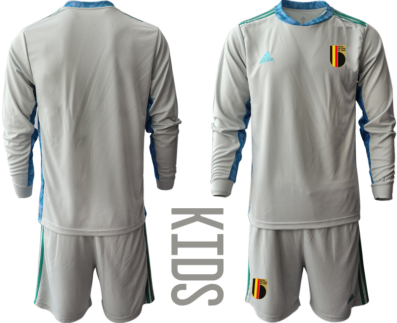 Youth 2021 European Cup Belgium grey Long sleeve goalkeeper Soccer Jersey